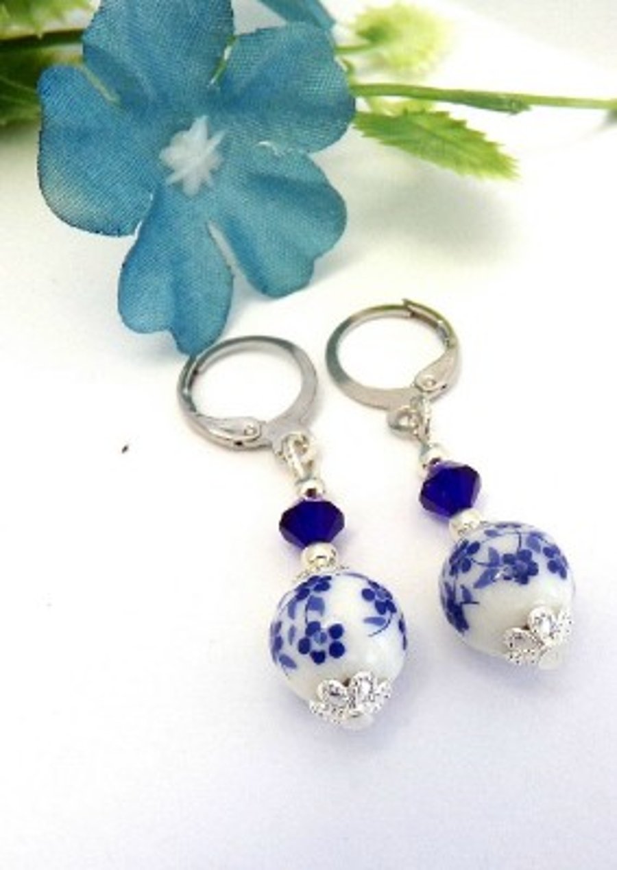 Ceramic and Precoisa Crystal Earrings.