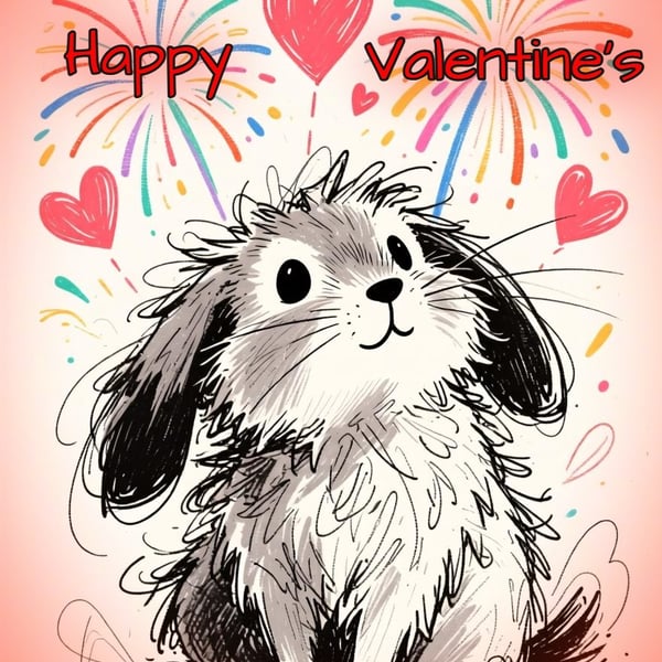 Bunny Valentine's Greeting Card A5