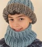 Hand-Knitted Chunky Acrylic Beanie and Cowl Set: Children's Winter Wear