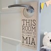 Personalised Wooden Door Hanger - This Room Belongs To