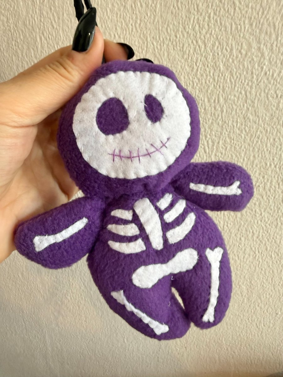 Skeleton Plush Bag Charm (purple & white)
