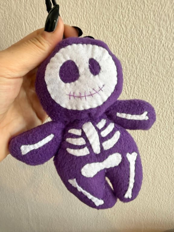 Skeleton Plush Bag Charm (purple & white)