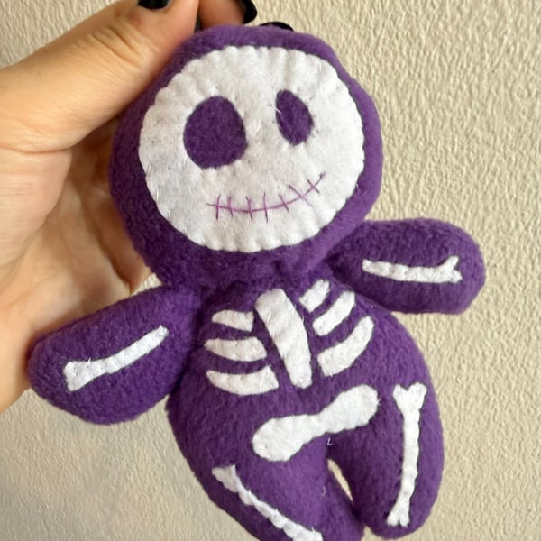Skeleton Plush Bag Charm (purple & white)