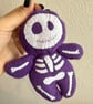 Skeleton Plush Bag Charm (purple & white) - Image 1