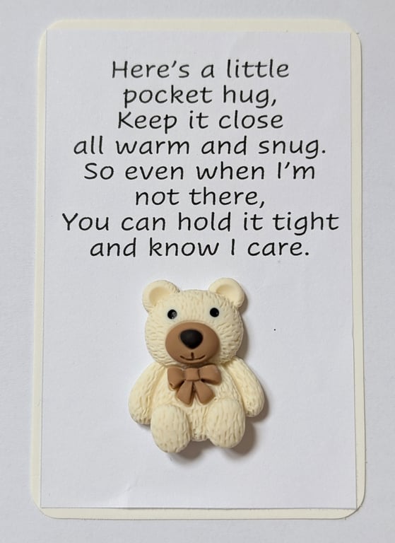 Pocket hugs - white teddy bears