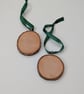 Christmas tree decorations - robins in the snow - pair of decoupaged wood slices - Image 7