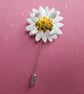 White Wild MARGUERITE DAISY PIN Wedding Lapel Flower Brooch HANDMADE HANDPAINTED - Image 3