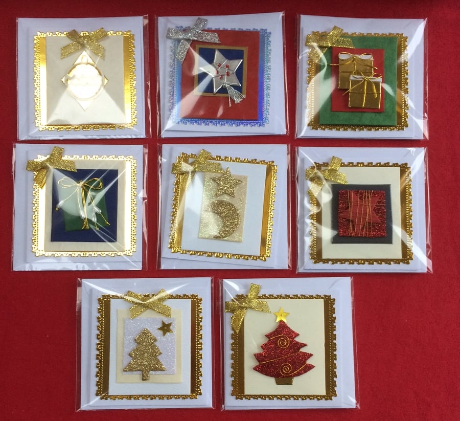Set of 3D Luxury Handmade Christmas Gift Cards Pack Design 6 Poppy Kay Designs