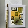 Hand painted art card plants and circles