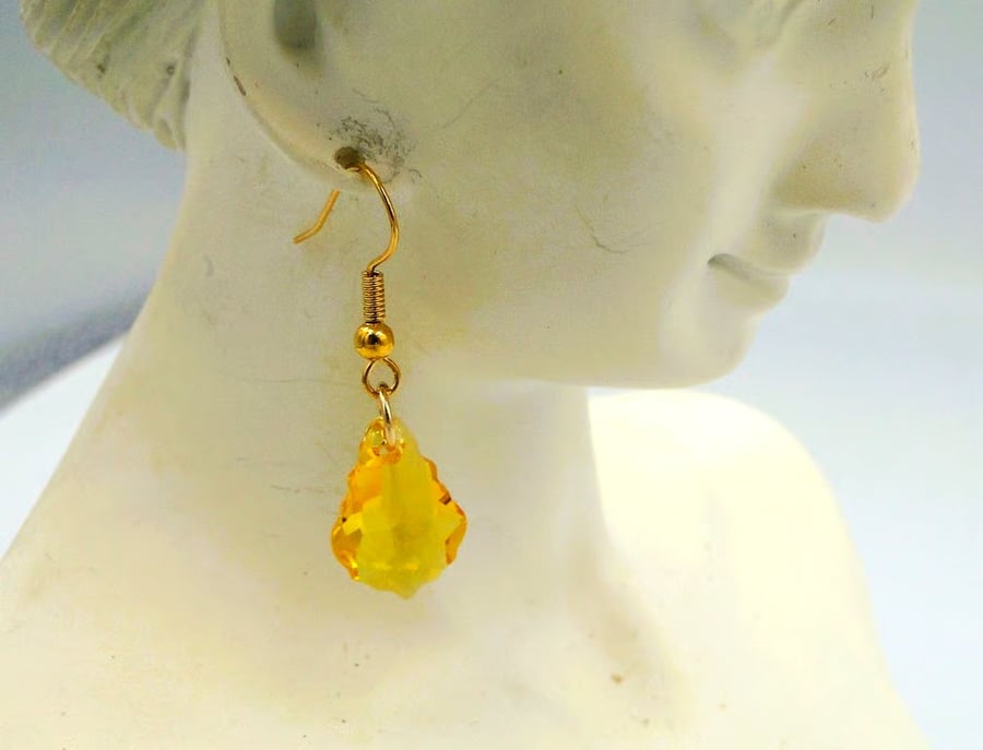 Pretty sunshine yellow crystal earrings  