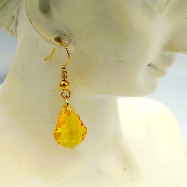 Pretty sunshine yellow crystal earrings  