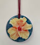 Flower ornament - Orange Hibiscus - tropical flower, tropical Christmas decor - Image 3