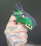 Dragon head finger puppet.  Green and purple  - Image 5