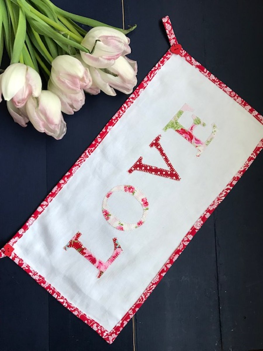 Floral 'Love' fabric banner