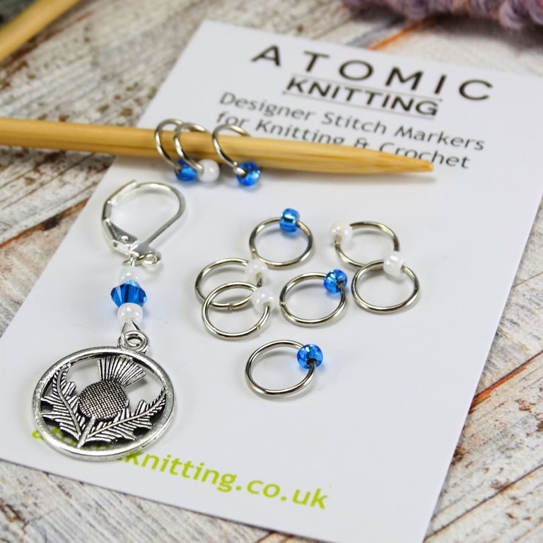 Split Ring Stitch Markers - BlueWhite Increase & Decrease Stitch Markers for Kni