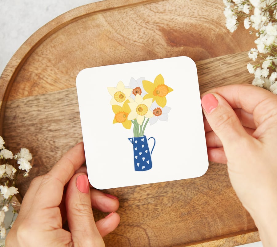 Daffodil Coaster, Daffodils, Mug Coaster, Spring Flowers, Nature lover