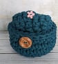 Crochet container, storage pot, bathroom decor, desk tidy, recycled - Image 8