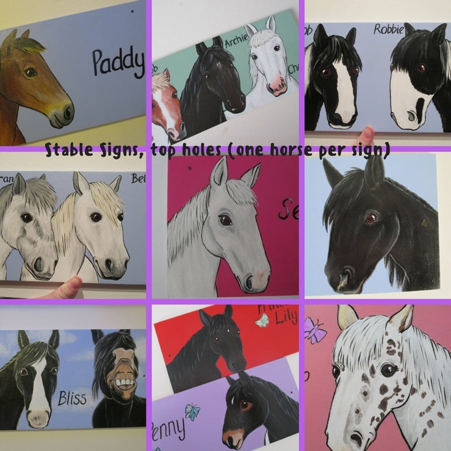 Stable Name Sign Horse Donkey Goat hand painted custom portrait picture Top Hole