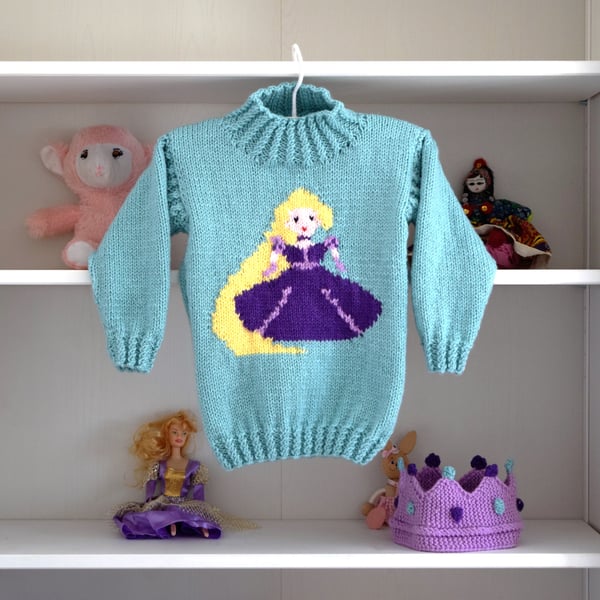 Knitting Pattern Rapunzel Sweater and Crown,  Digital Pattern