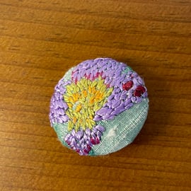 Hand embroidered button - price includes UK posting.