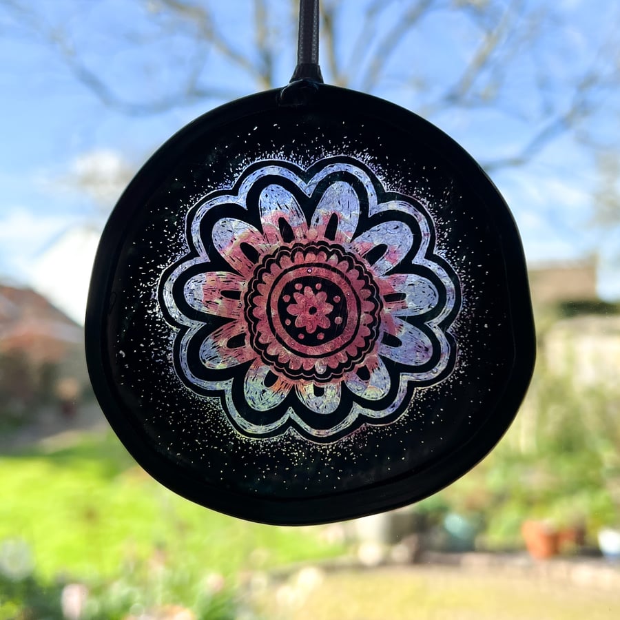 Pink Flower Stained Glass Decoration