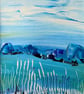 'Blue Vista' Vividly Coloured Original A4 Framed Painting - Image 3