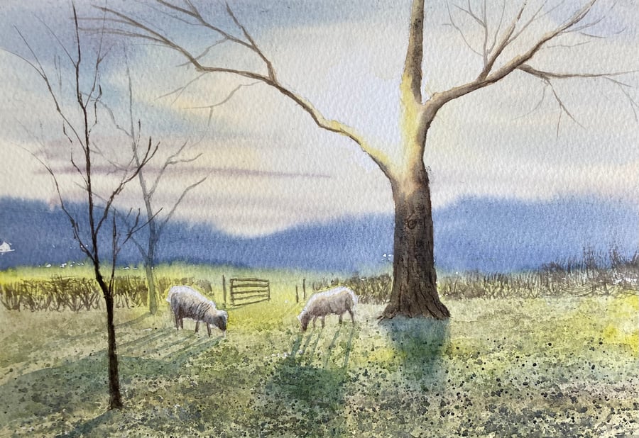 Flowers farm study 1 (PURE ORIGINAL WATERCOLOUR) Fully mounted 12” x 10” 