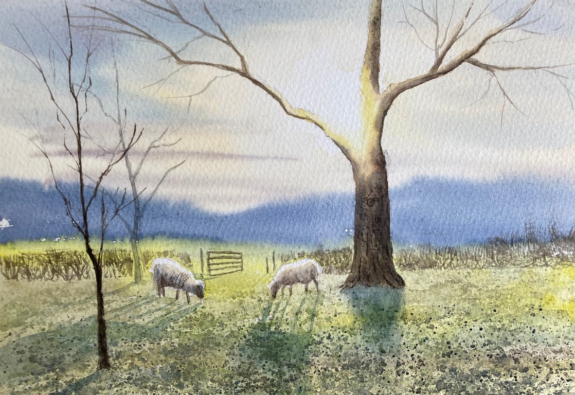 Flowers farm study 1 (PURE ORIGINAL WATERCOLOUR) Fully mounted 12” x 10” 