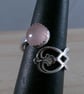 Sterling Silver Upcycled Branch Spoon Handle Ring with Rose Quartz - Image 2