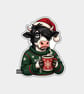 Funny Christmas Sticker Vinyl Xmas Decal For Adults - Cow In Festive Jumper