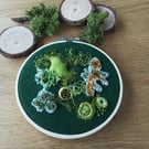 Hand embroidered and beaded textile art