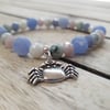 Elasticated Bracelet - Agate & Mixed Bead Bracelet With Crab Charm