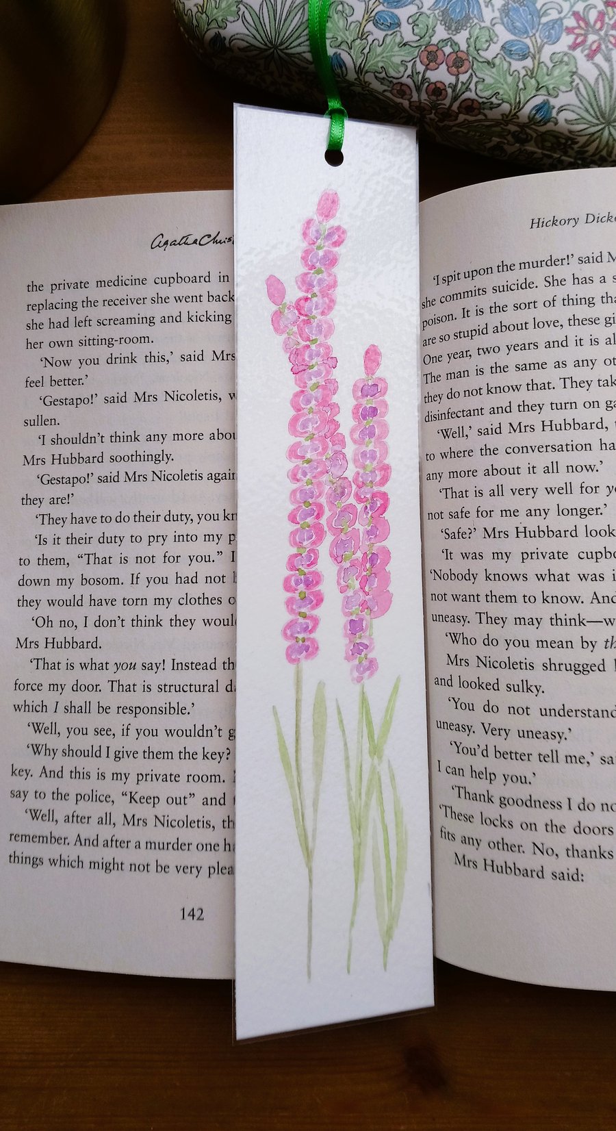 Original Hand Painted Pink Flower Bookmark