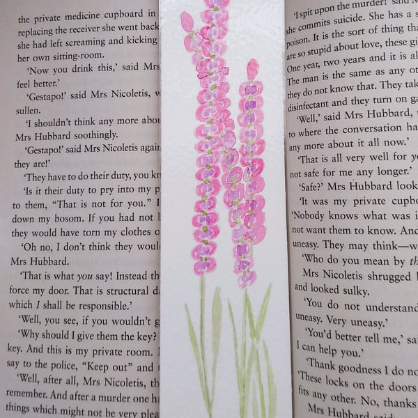 Original Hand Painted Pink Flower Bookmark