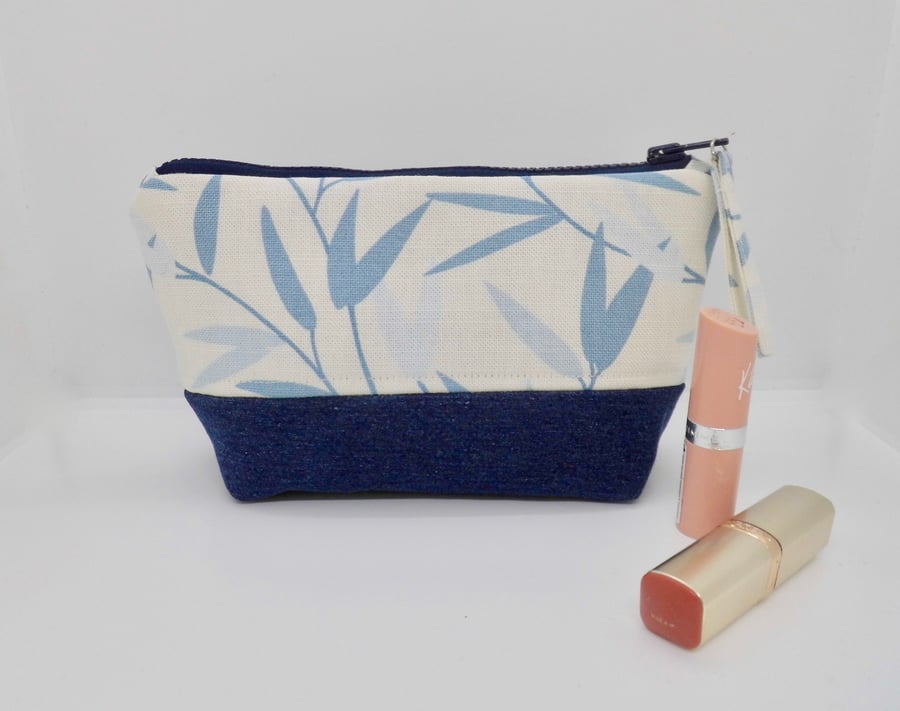 SOLD Make up bag in Laura Ashley fabric and denim