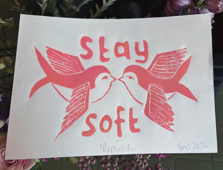 "reminder" A6 Lino print
