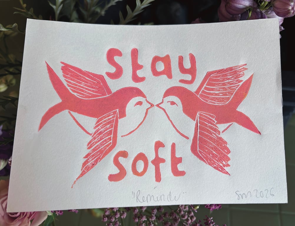 "reminder" A6 Lino print