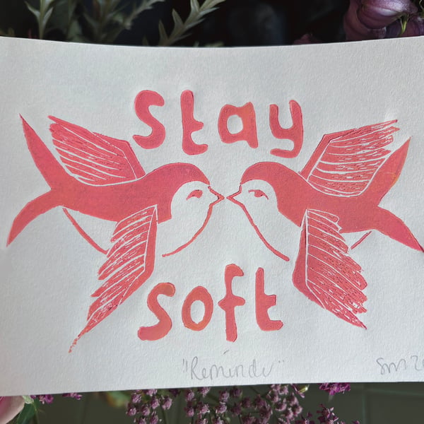 "reminder" A6 Lino print