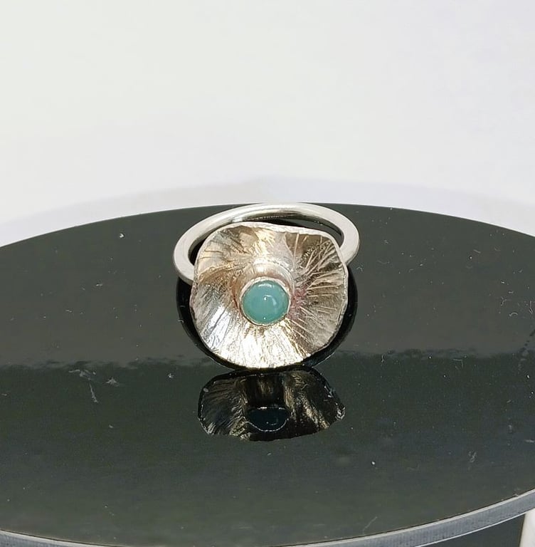 Amazonite Gemstone Ring sterling silver floral design