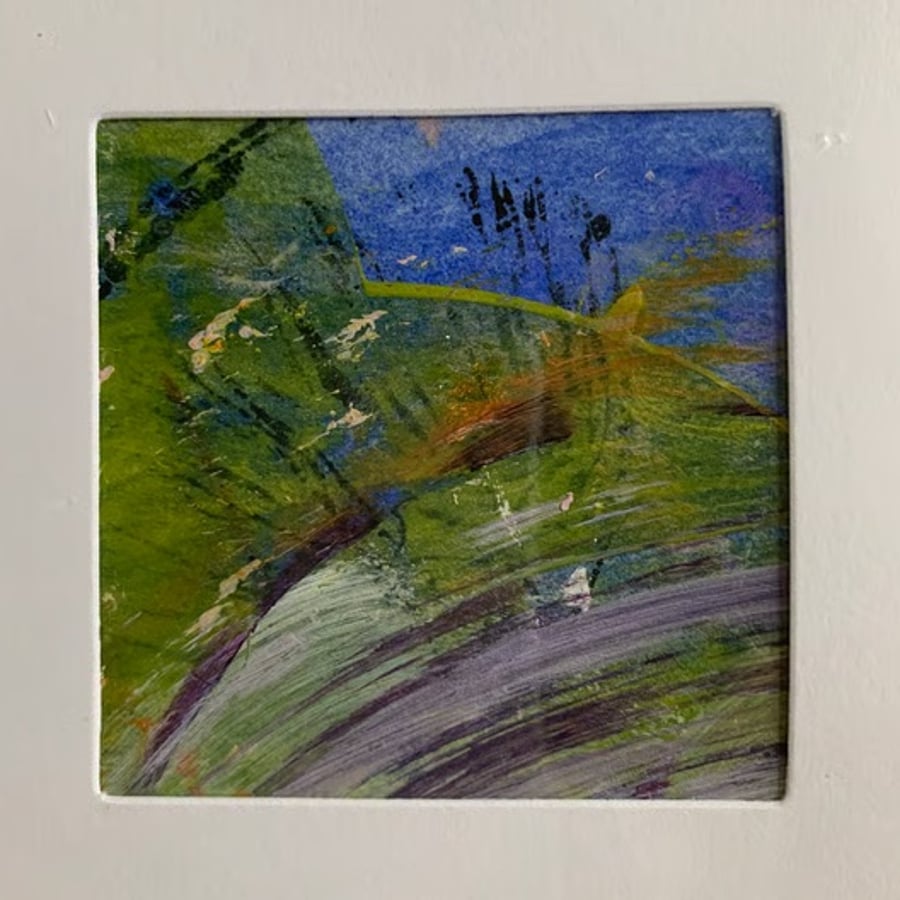 Original Painted Greetings Card, small artwork for framing.