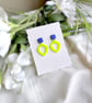 Neon Lime Yellow & Cobalt Blue Geometric Statement Earrings - Image 2