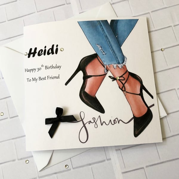 Fashion Birthday Card Handmade and Personalised Girly gift for All Relations