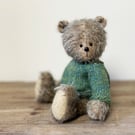 Pip, a jointed mohair teddy bear by Clayton Bears.