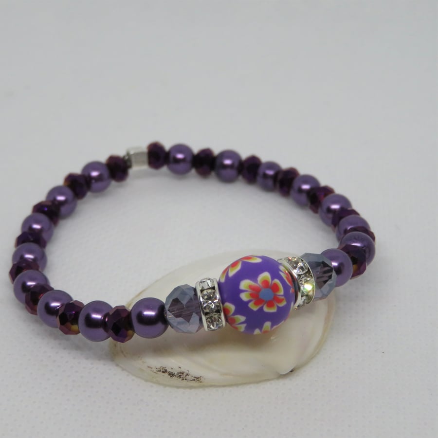 Lucy Purple Polymer Clay Bracelet