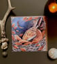 Hand Finished 24 Carot Gold Midnight Hare Mini Blank Greeting Card