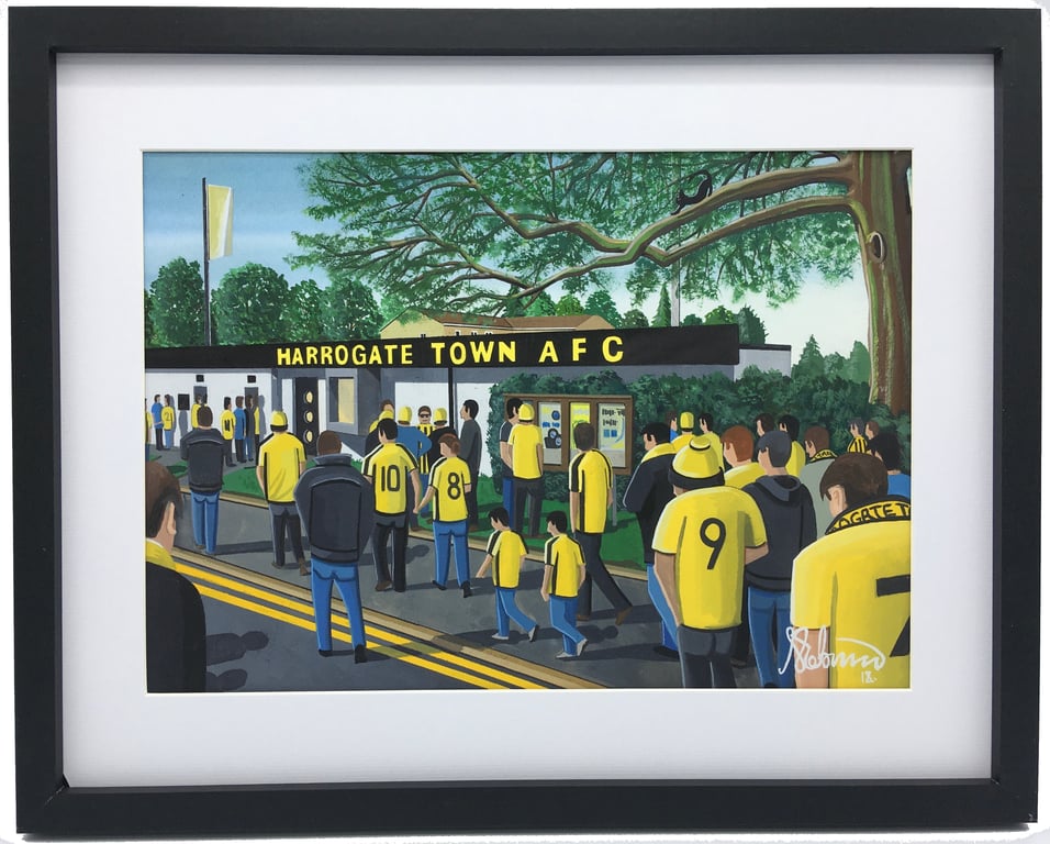 Harrogate Town A.F.C, Wetherby Road, High Quality Framed Football Art Print.