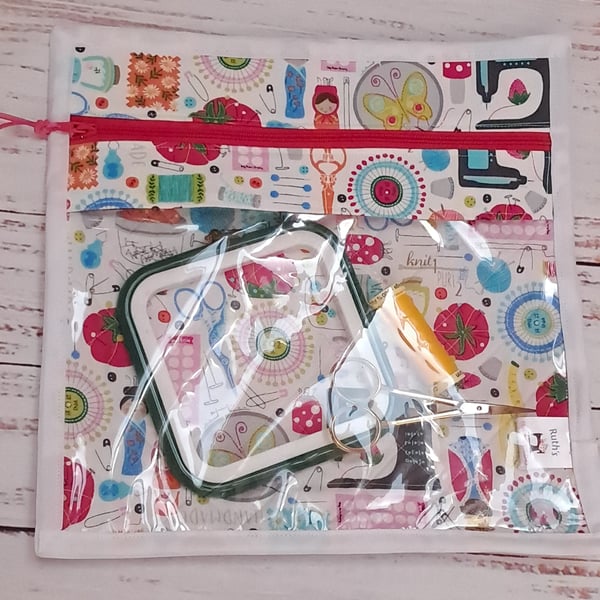Small embroidery project bag - sewing notions