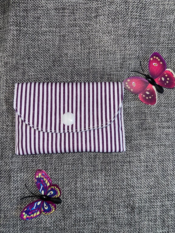 Gift Card Wallet, Mini Purse, Purple and White Stripes 