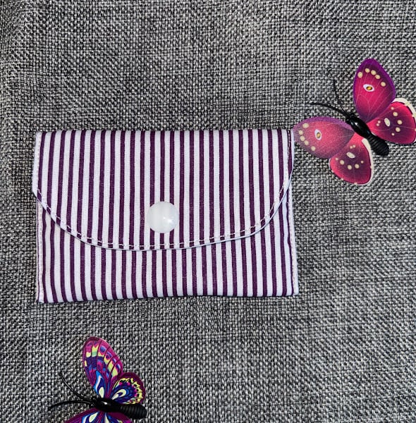 Gift Card Wallet, Mini Purse, Purple and White Stripes 