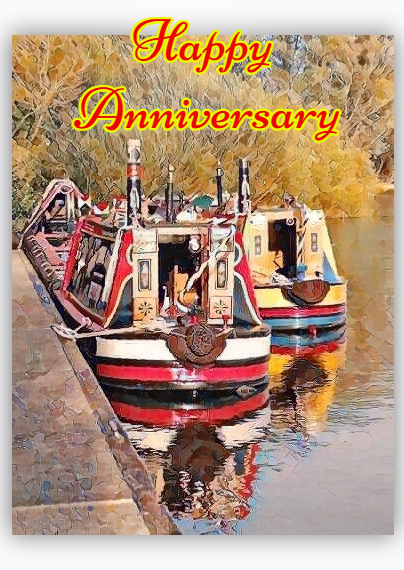 A5 Greeting Card Happy Anniversary Canal Narrow Boats 